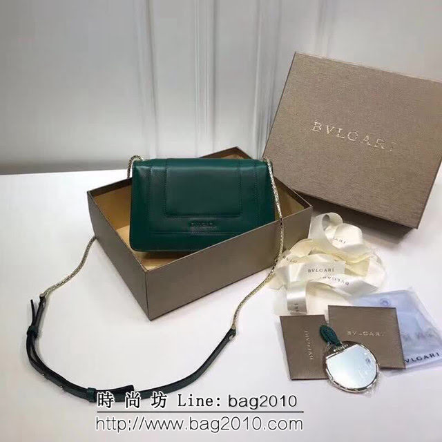 BVLGARI寶格麗 專櫃新款 蛇頭扣環 單層蛇頭包 鏈條單肩斜挎包 祖母綠 B39174 FYD1329
